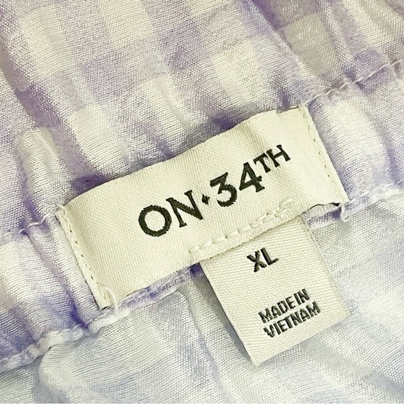 On 34th Women's Shirred Tonal-Stripe Gingham Print Camisole Top Purple Tank XL - Picture 8 of 14
